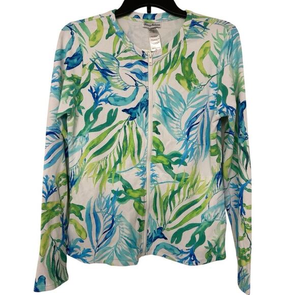 Tommy Bahama Island Cays Seafrond Full Zip UPF 50 Rashguard New Beachy Summer M - Picture 3 of 16